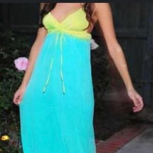 GYPSY 05 Vibrant Yellow and Blue Maxi Dress